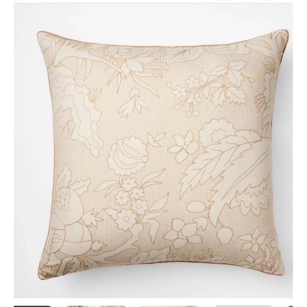 Threshold Embroidered Floral Orange Cream‎ Throw Pillow Cases Set of 2 24x24